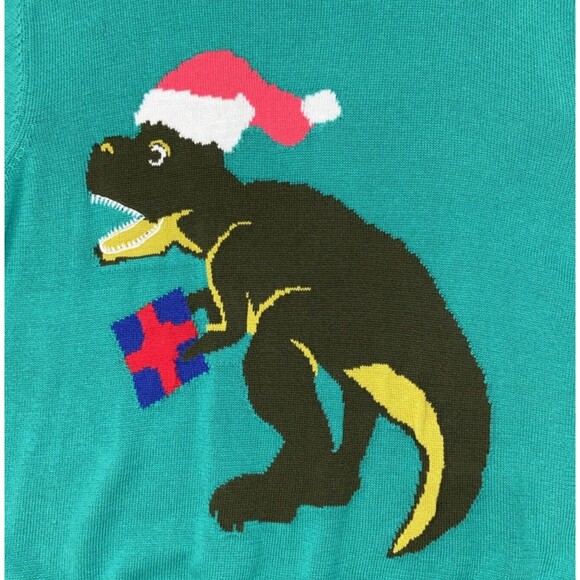 Alex Stevens Green Santa-Saurus Rex Ugly Christmas Pullover Sweater Size XLarge - Picture 5 of 14